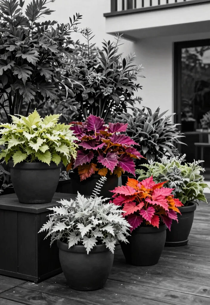 10 Black Patio Ideas for Bold and Modern Outdoor Style - 10. Monochromatic Plant Selection 1