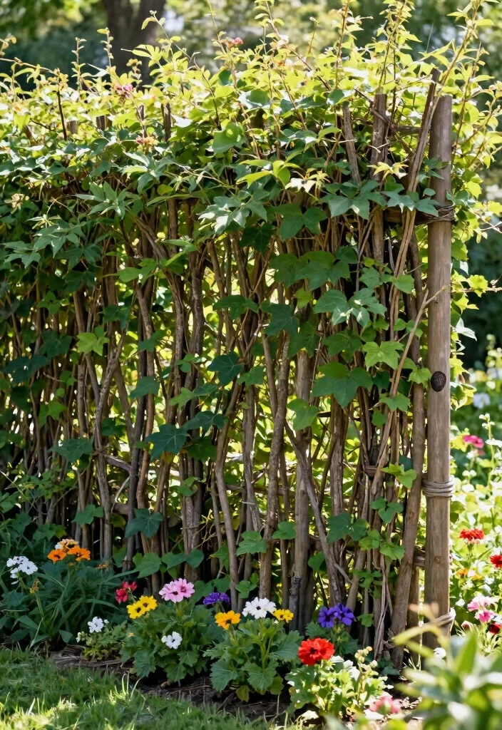 10 Branch Fence Ideas for Natural and Eco-Friendly Gardens - 5. Natural Privacy Branch Fence 1
