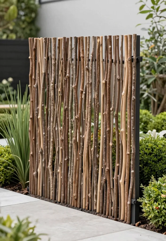 10 Branch Fence Ideas for Natural and Eco-Friendly Gardens - 6. Minimalist Twig Fence 1