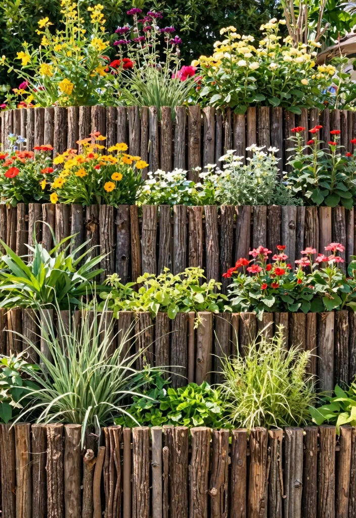 10 Branch Fence Ideas for Natural and Eco-Friendly Gardens - 8. Multi-level Branch Fence 1