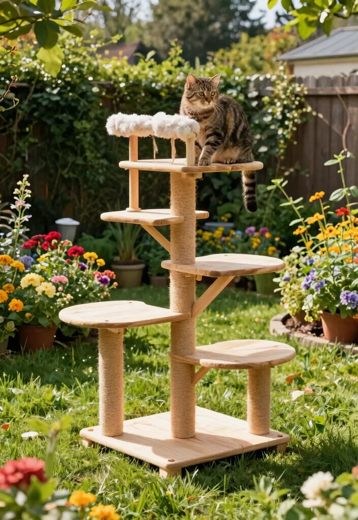 10 Cat Fence Ideas to Keep Pets Safe Outdoors - 2. DIY Cat Climbing Frame 1