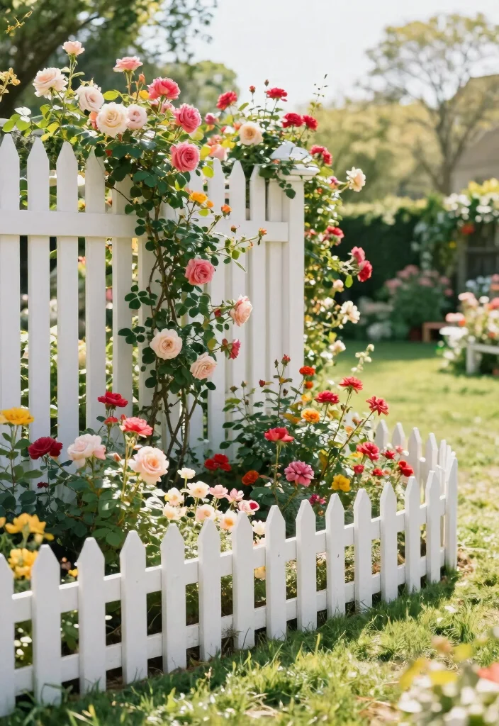 10 Corner Picket Fence Ideas for Charming Garden Borders - 1. Whitewashed Perfection 1