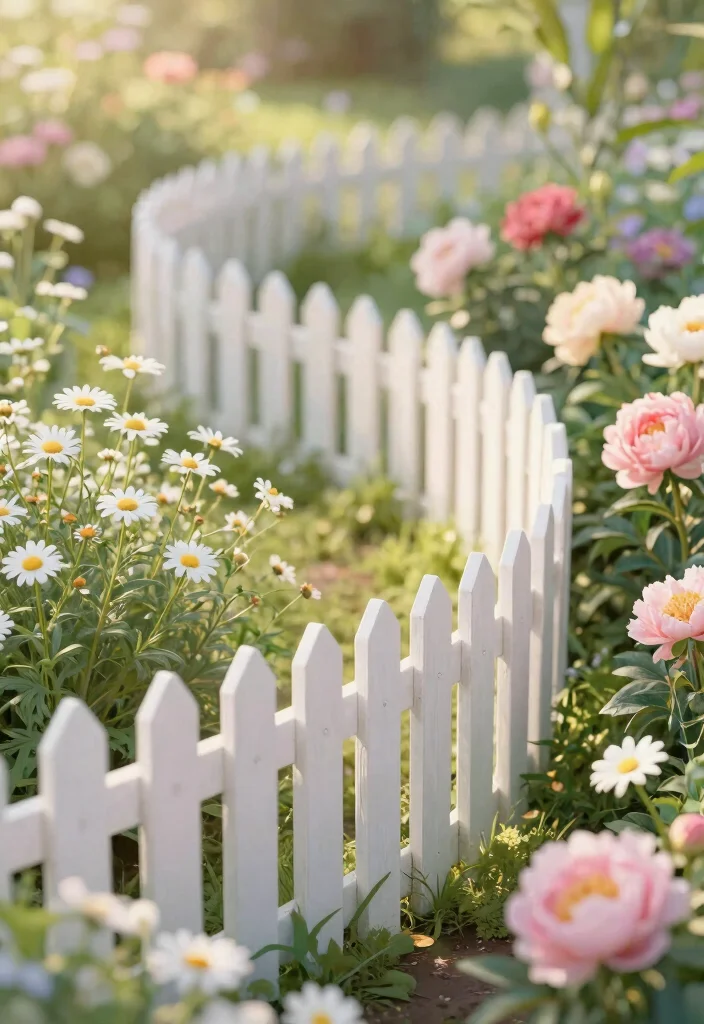 10 Corner Picket Fence Ideas for Charming Garden Borders - 10. Whimsical Curves 1