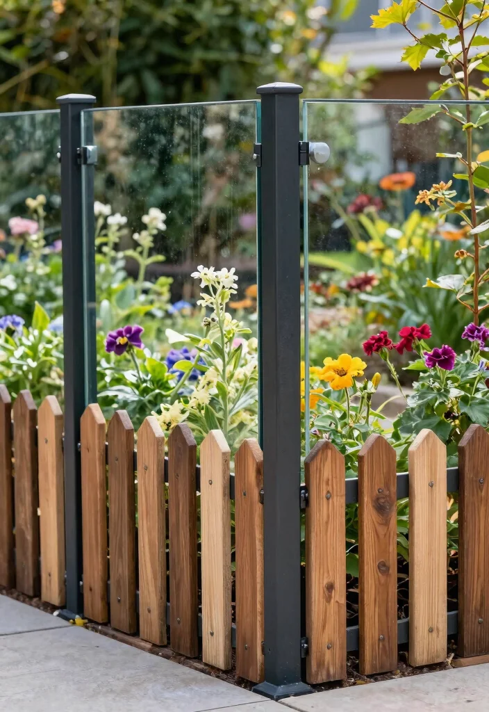 10 Corner Picket Fence Ideas for Charming Garden Borders - 8. Mixed Media Fencing 1