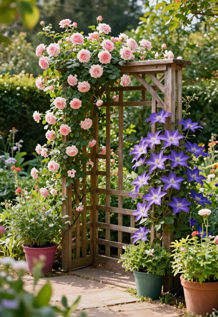 10 Corner Trellis Ideas to Maximize Small Garden Spaces - 1. Classic Wooden Trellis 1