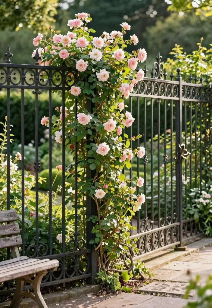 10 Country Garden Fence Ideas for Classic Rural Charm - 2. Vintage Wrought Iron Fencing 1