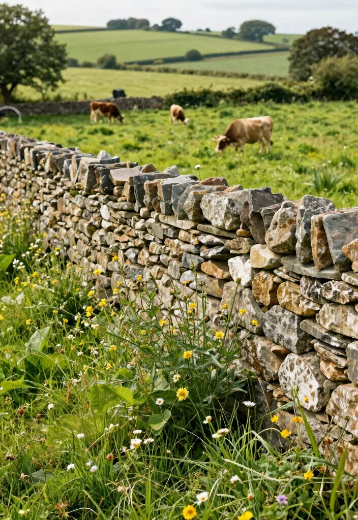 10 Cow Fence Ideas for Rustic and Functional Outdoor Style - 4. Natural Stone Barrier 1