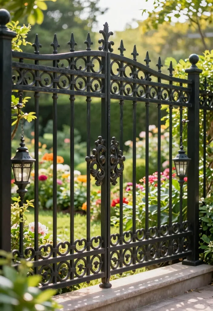 10 Cow Fence Ideas for Rustic and Functional Outdoor Style - 7. Artistic Wrought Iron Fencing 1