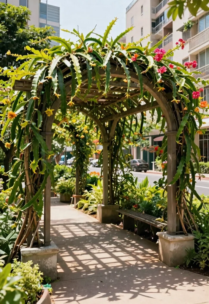 10 Dragon Fruit Trellis Ideas for Strong and Productive Growth - 8. Arched Pergola Trellis 1