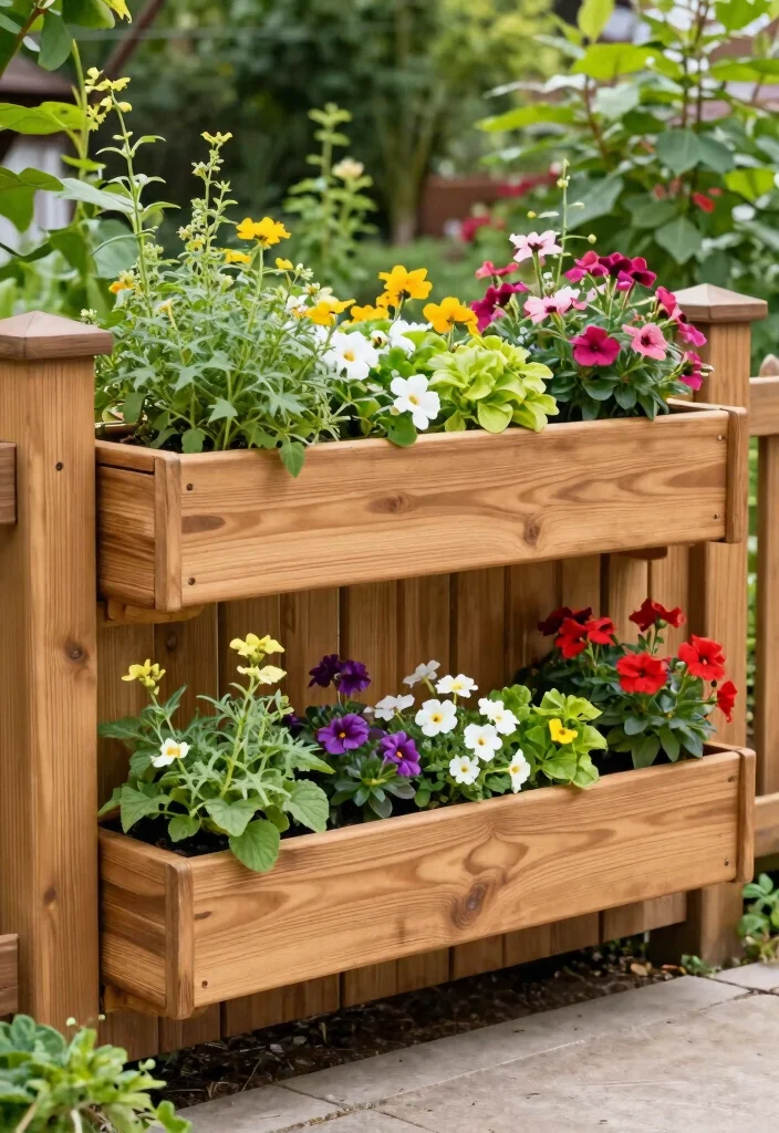 10 Farm Fence Ideas for Country Life Outdoor Spaces - 9. Fence with Built-in Planters 1