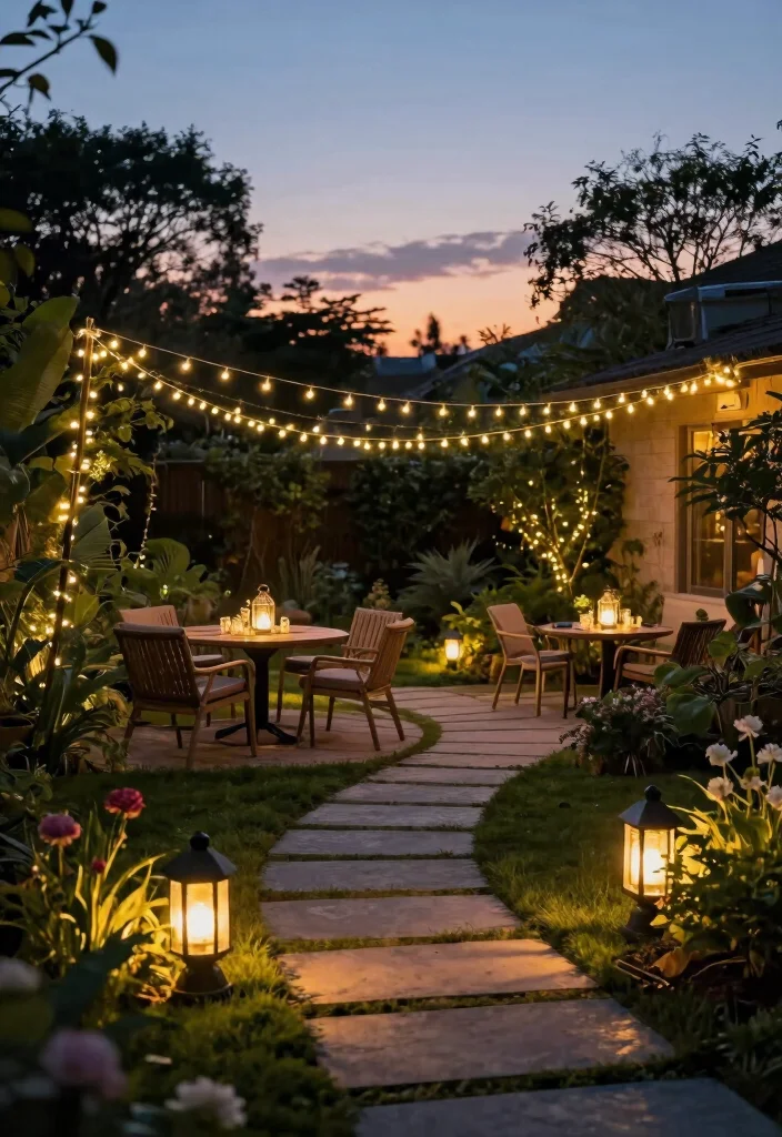 10 One Acre Backyard Ideas for Functional and Scenic Outdoor Layouts - 10. Sustainable Lighting Options 1