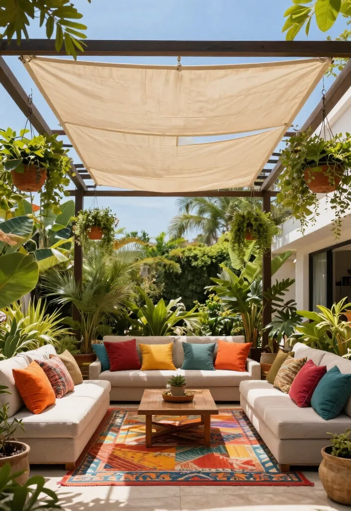 10 Outdoor Pergola Ideas With Roof for All Weather Use - 4. Canvas Covered Pergola 1