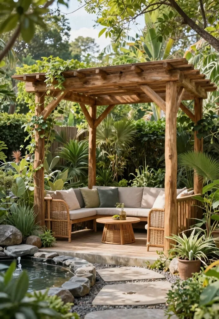 10 Outdoor Pergola Ideas With Roof for All Weather Use - 6. Biophilic Design Pergola 1