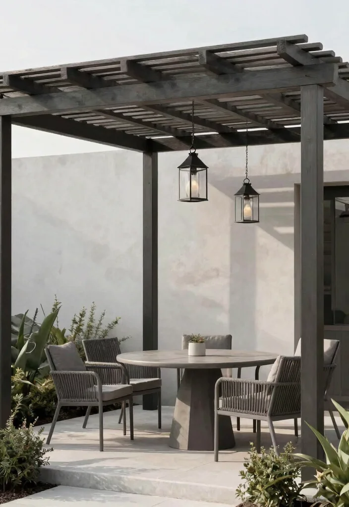 10 Outdoor Pergola Ideas With Roof for All Weather Use - 9. Minimalist Pergola with Open Slats 1