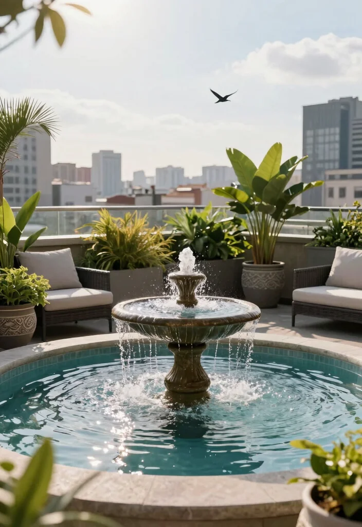 10 Outdoor Rooftop Patio Ideas for Urban Living Spaces 45 10 Outdoor Rooftop Patio Ideas for Urban Living Spaces - 5. Water Features for Serenity 1