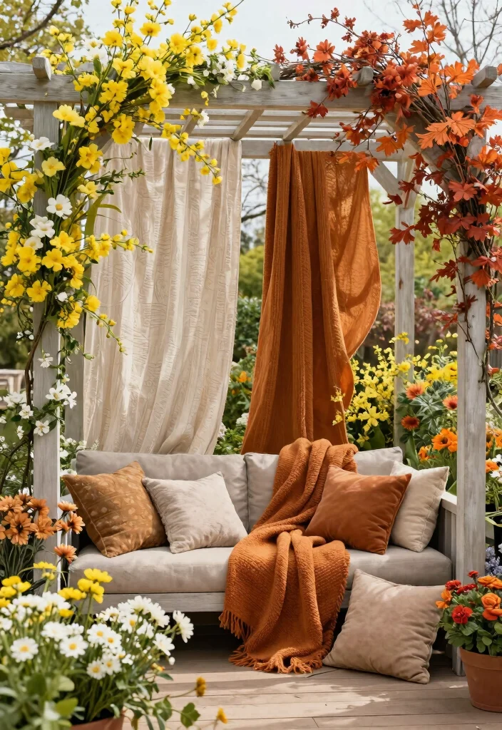 10 Pergola Decorating Ideas for Cozy and Inviting Spaces - 10. Seasonal Decor Changes 1