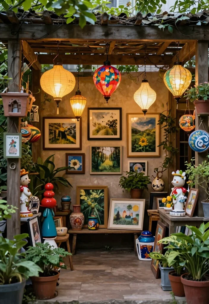 10 Pergola Decorating Ideas for Cozy and Inviting Spaces - 8. Personal Touches with Art and Decor 1