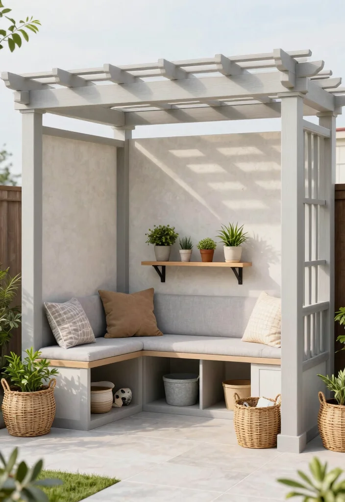 10 Pergola Decorating Ideas for Cozy and Inviting Spaces - 9. Functional Storage Solutions 1