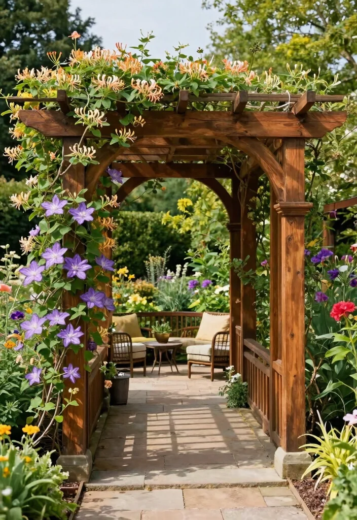 10 Pergola Trellis Ideas for Shade and Climbing Plants - 7. Arched Pergola with Vining Plants 1