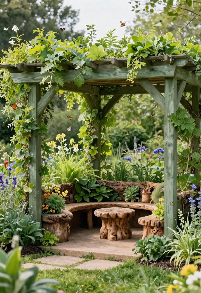 10 Pergola Trellis Ideas for Shade and Climbing Plants - 9. Eco-Friendly Pergola with Native Plants 1
