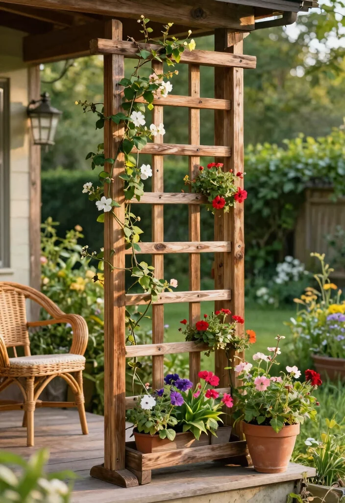10 Porch Trellis Ideas to Add Privacy and Greenery 1 10 Porch Trellis Ideas to Add Privacy and Greenery - 1. Rustic Wooden Trellis 1