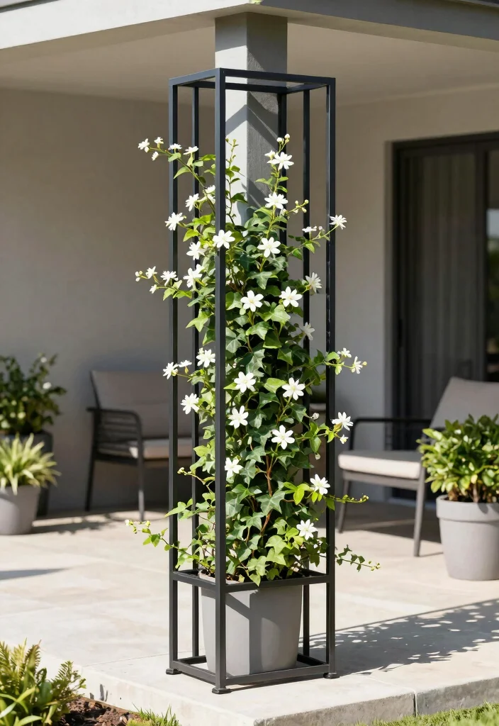 10 Porch Trellis Ideas to Add Privacy and Greenery 12 10 Porch Trellis Ideas to Add Privacy and Greenery - 2. Modern Metal Trellis 1