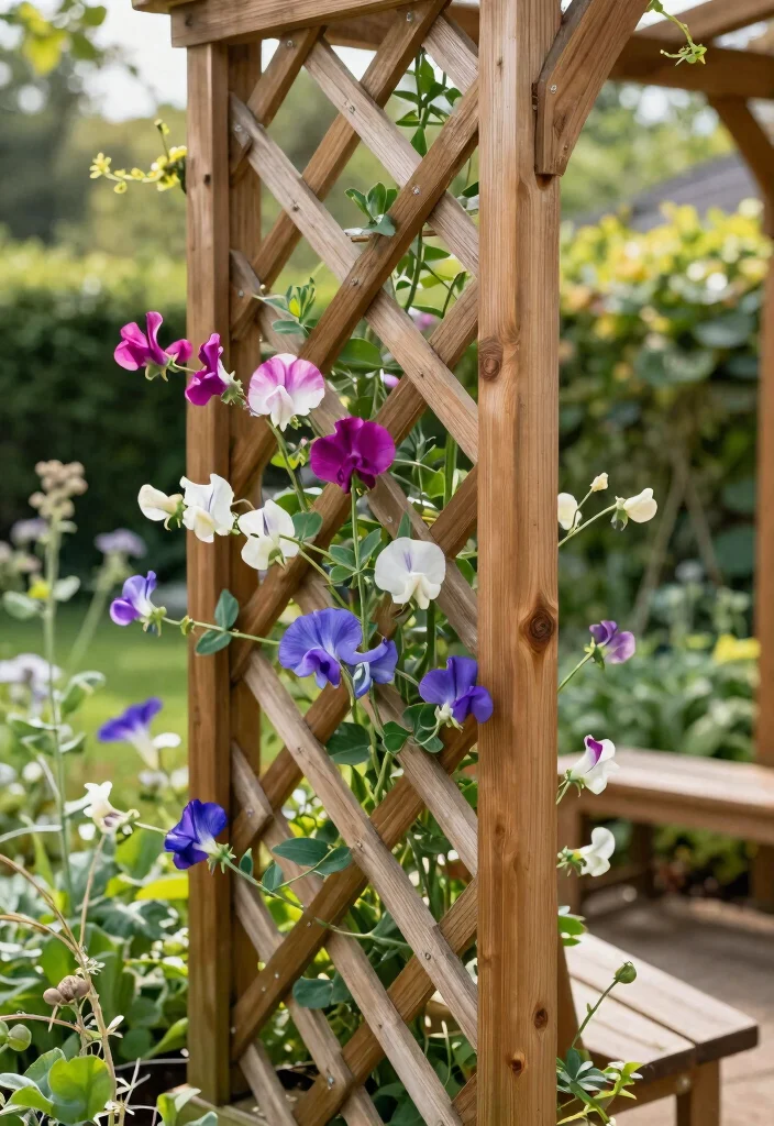 10 Rustic Trellis Ideas for Natural Garden Charm - 1. Classic Wooden Lattice Trellis 1