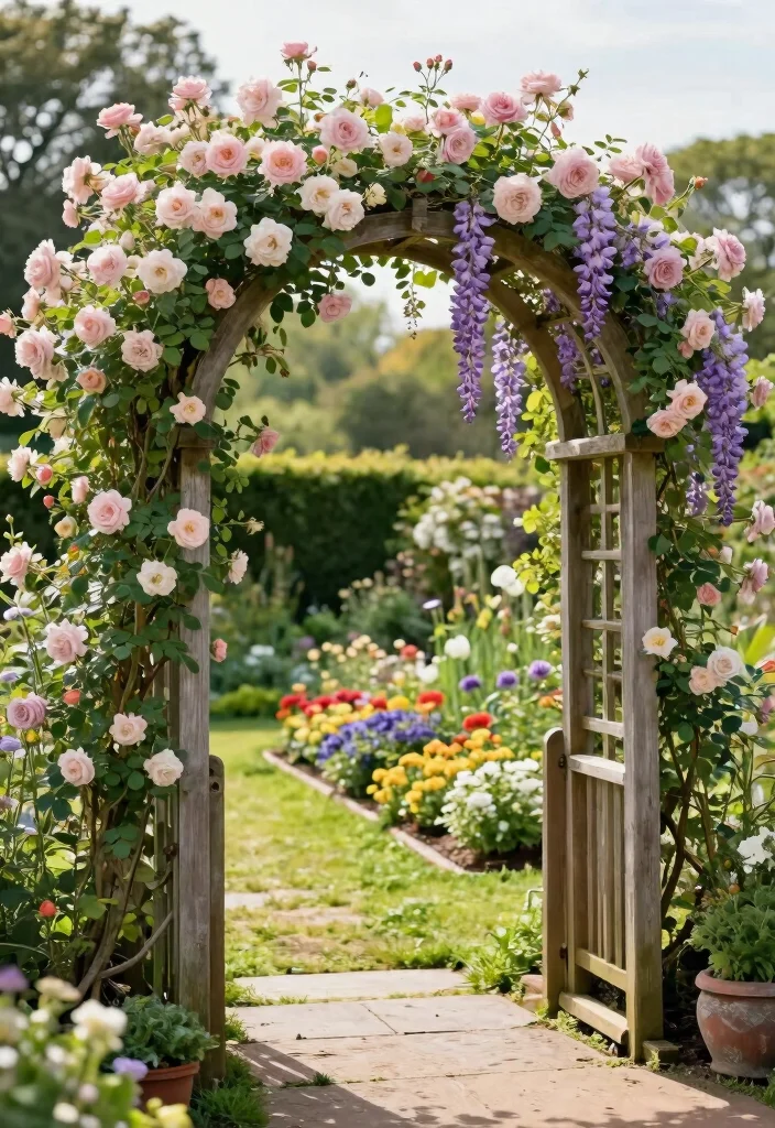 10 Rustic Trellis Ideas for Natural Garden Charm - 5. Archway Trellis for a Grand Entrance 1