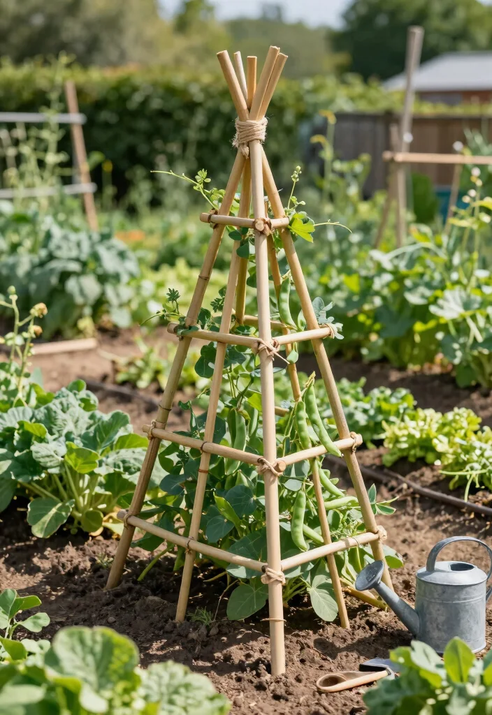 10 Rustic Trellis Ideas for Natural Garden Charm - 6. Simple Bamboo Trellis 1