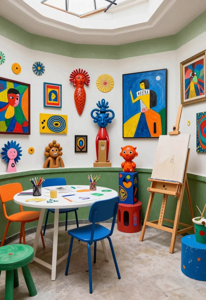 10 Semi Circle Patio Ideas for Soft and Inviting Layouts - 10. Artistic Expression Corner 1