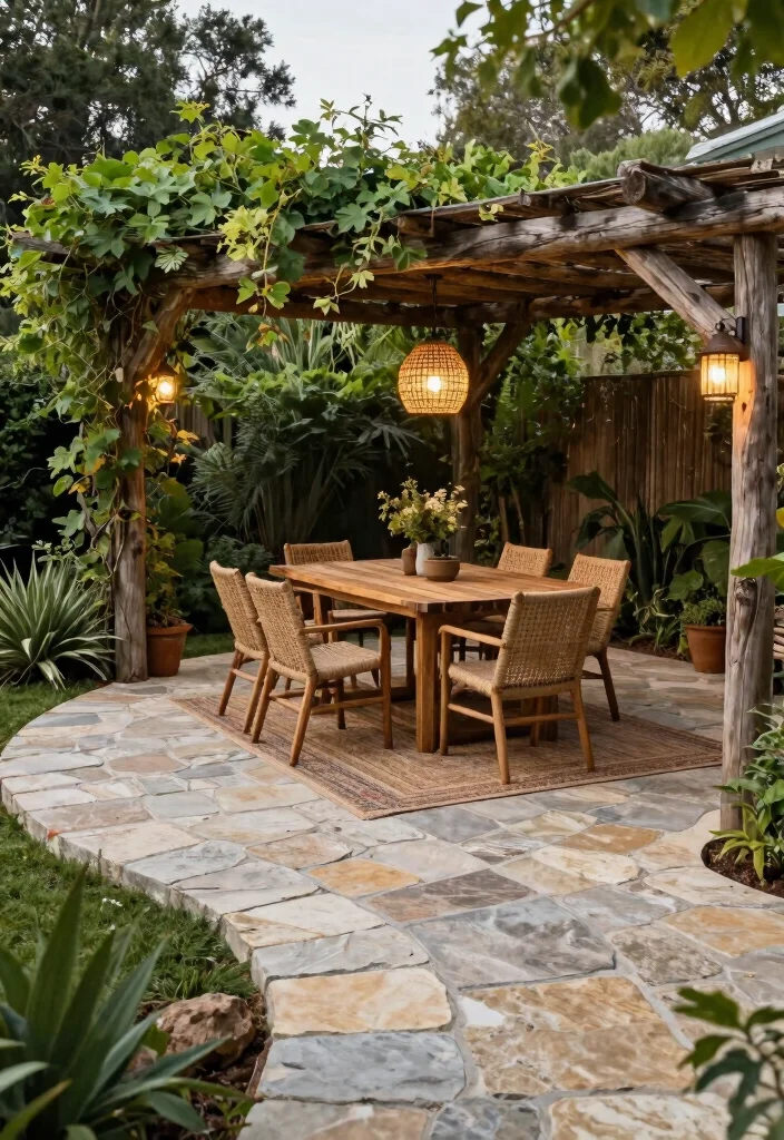 10 Semi Circle Patio Ideas for Soft and Inviting Layouts - 2. Rustic Charm with Pavers 1