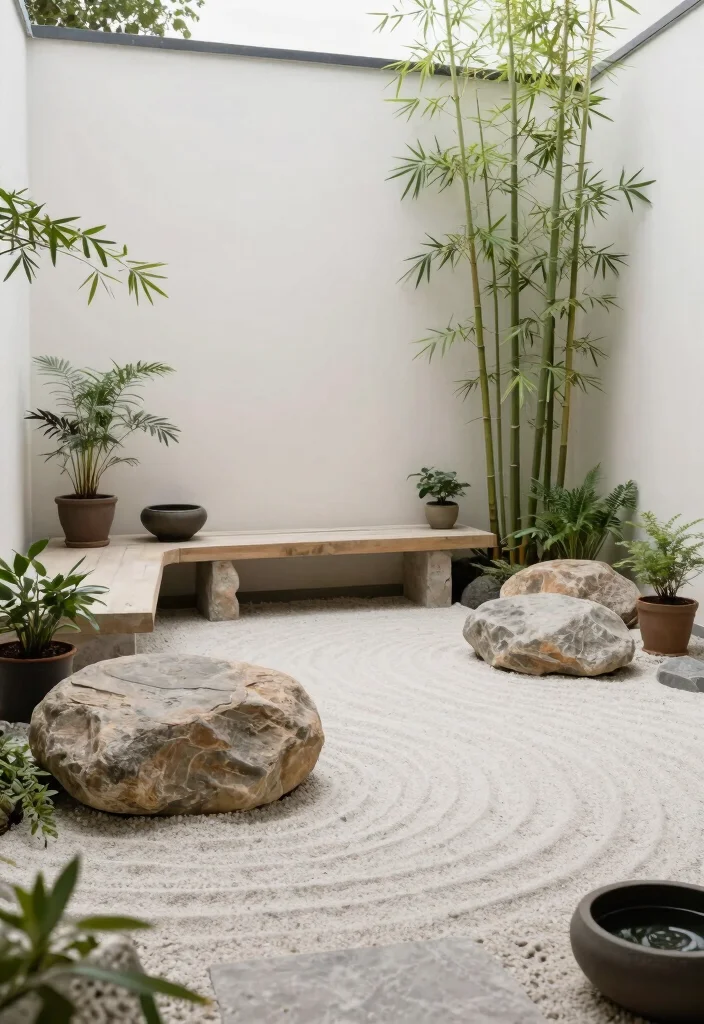 10 Semi Circle Patio Ideas for Soft and Inviting Layouts - 4. Minimalist Zen Space 1