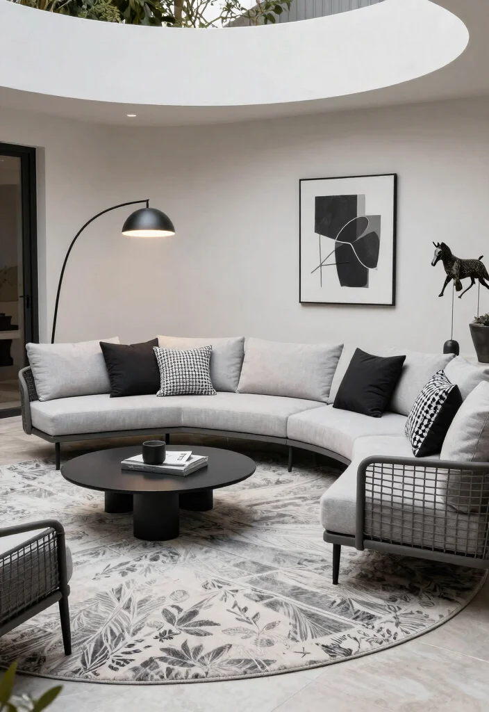 10 Semi Circle Patio Ideas for Soft and Inviting Layouts - 6. Modern Chic Lounge 1