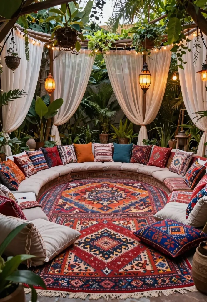 10 Semi Circle Patio Ideas for Soft and Inviting Layouts - 7. Bohemian Oasis 1