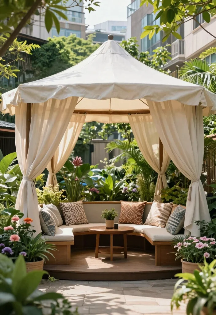 10 Shade Cloth Fence Ideas for Privacy and Sun Control - 10. Shade Cloth Gazebo for Ultimate Relaxation 1