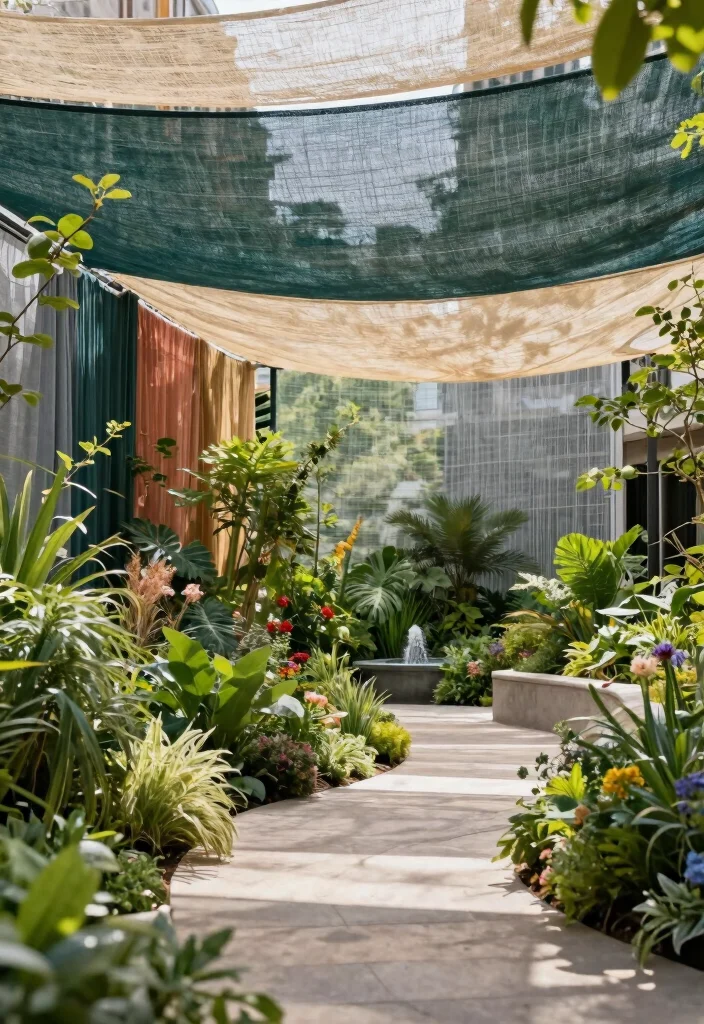 10 Shade Cloth Fence Ideas for Privacy and Sun Control - 5. Layered Shade Cloth for Depth 1