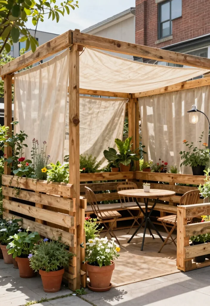 10 Shade Cloth Fence Ideas for Privacy and Sun Control - 6. DIY Shade Cloth Fence with Pallets 1