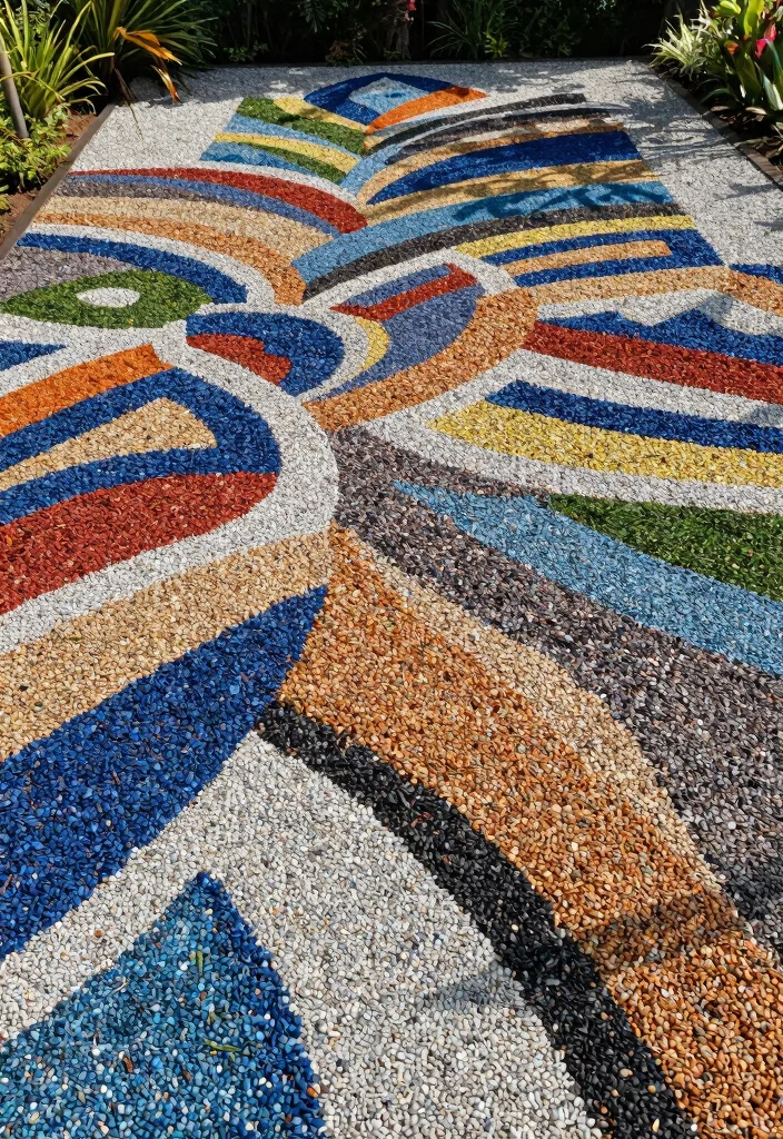 12 Backyard Ideas With Gravel for Budget-Friendly Landscaping - 11. Gravel Art Installations 1