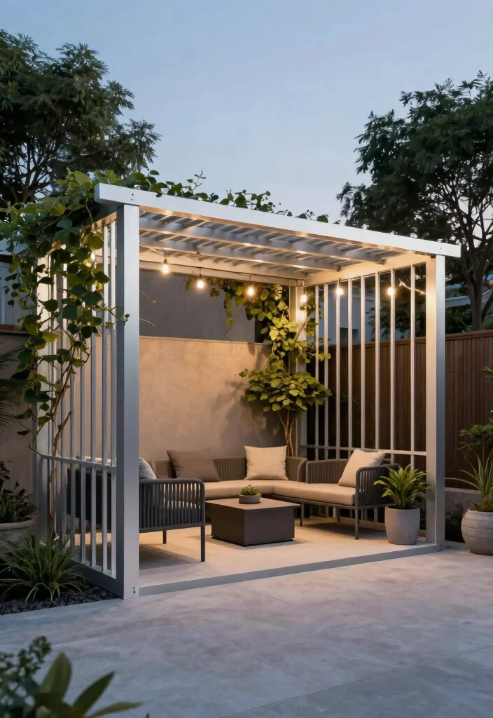 12 Backyard Pergola Ideas for Comfortable Outdoor Living 1 12 Backyard Pergola Ideas for Comfortable Outdoor Living 1. Minimalist Modern Pergola 0