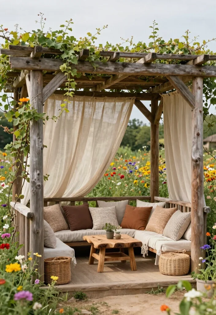 12 Backyard Pergola Ideas for Comfortable Outdoor Living 12 12 Backyard Pergola Ideas for Comfortable Outdoor Living 2. Rustic Wooden Pergola 0