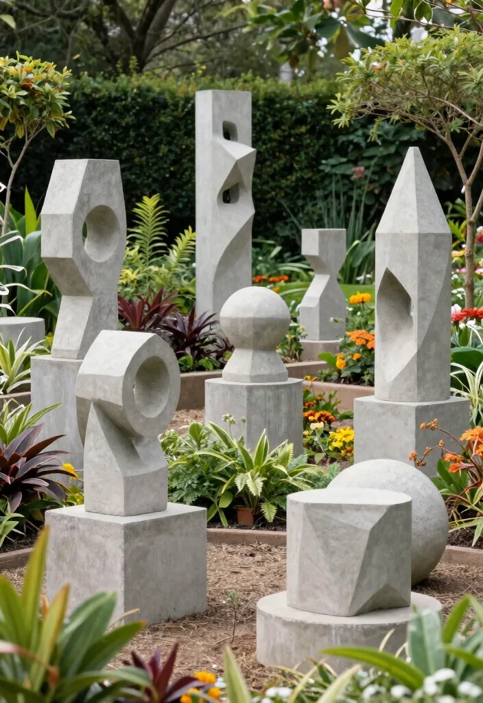 12 Concrete Backyard Ideas for Modern Low Maintenance Yards - 12. Concrete Artwork and Sculptures 1
