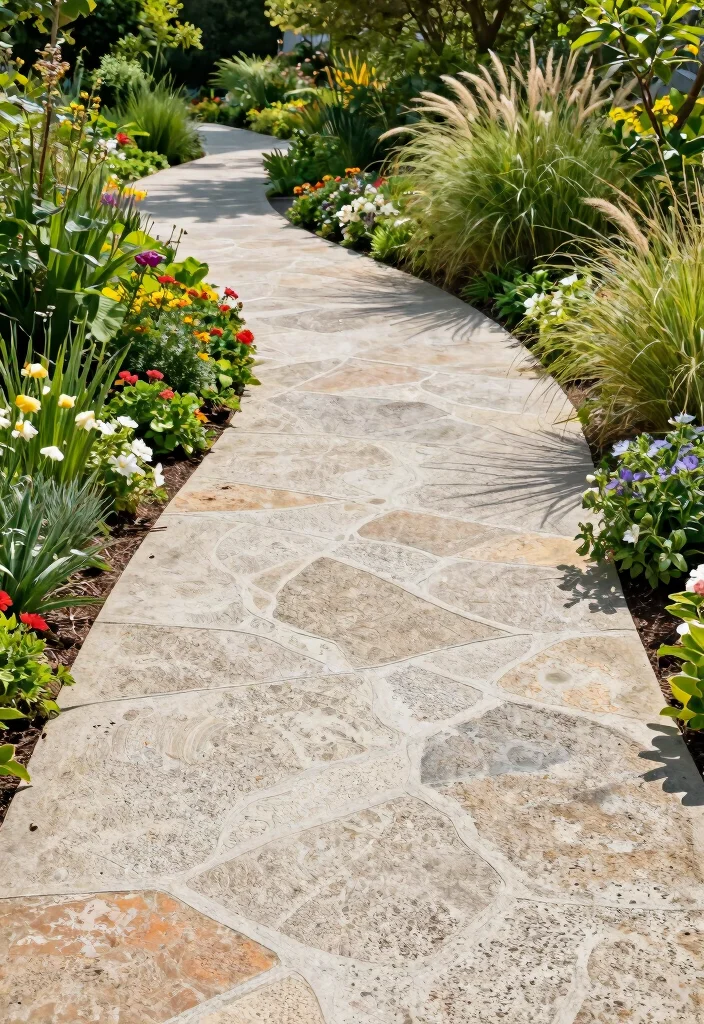 12 Concrete Backyard Ideas for Modern Low Maintenance Yards - 2. Textured Concrete Walkways 1