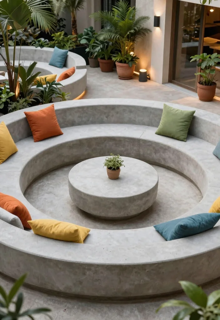 12 Concrete Backyard Ideas for Modern Low Maintenance Yards - 4. Modular Concrete Seating 1