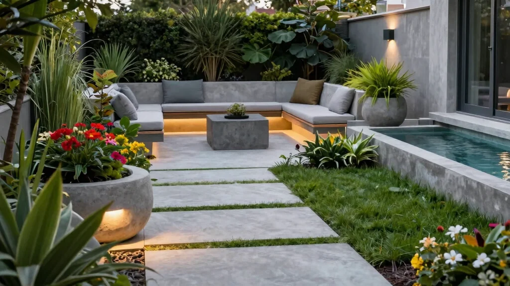 12 Concrete Backyard Ideas for Modern Low Maintenance Yards