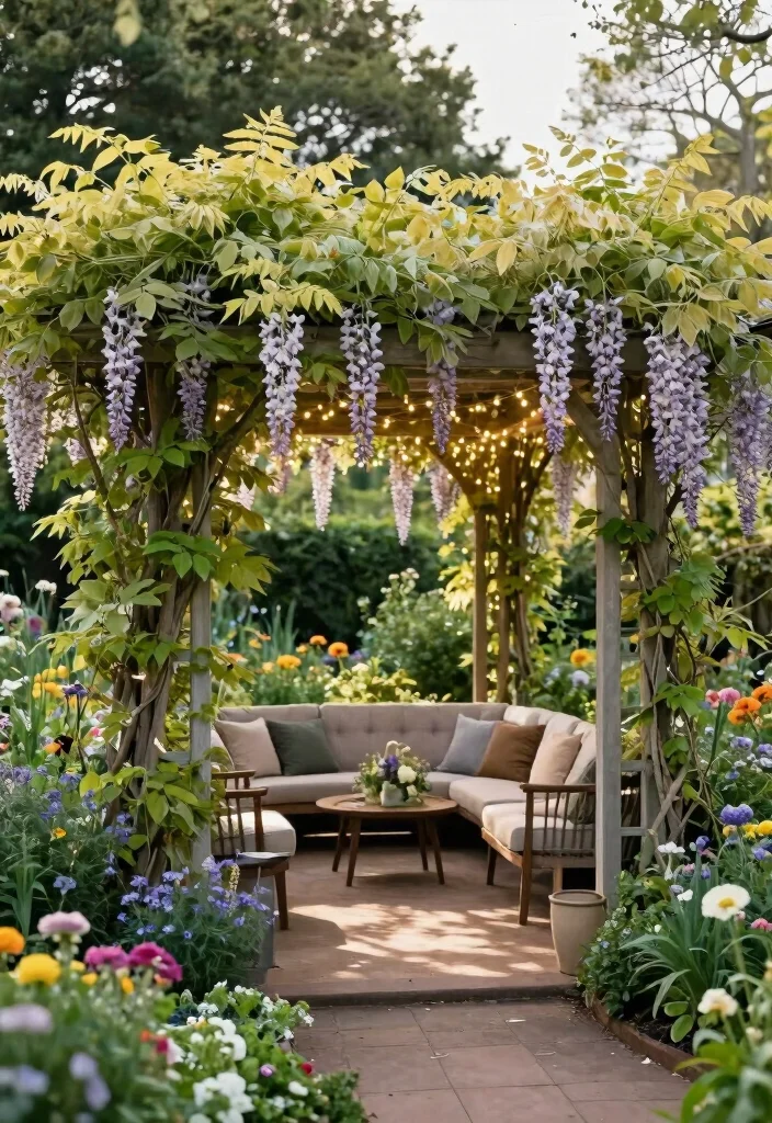 12 Decorative Garden Fence Ideas to Enhance Outdoor Style - 9. Trellis and Pergola Combination 1
