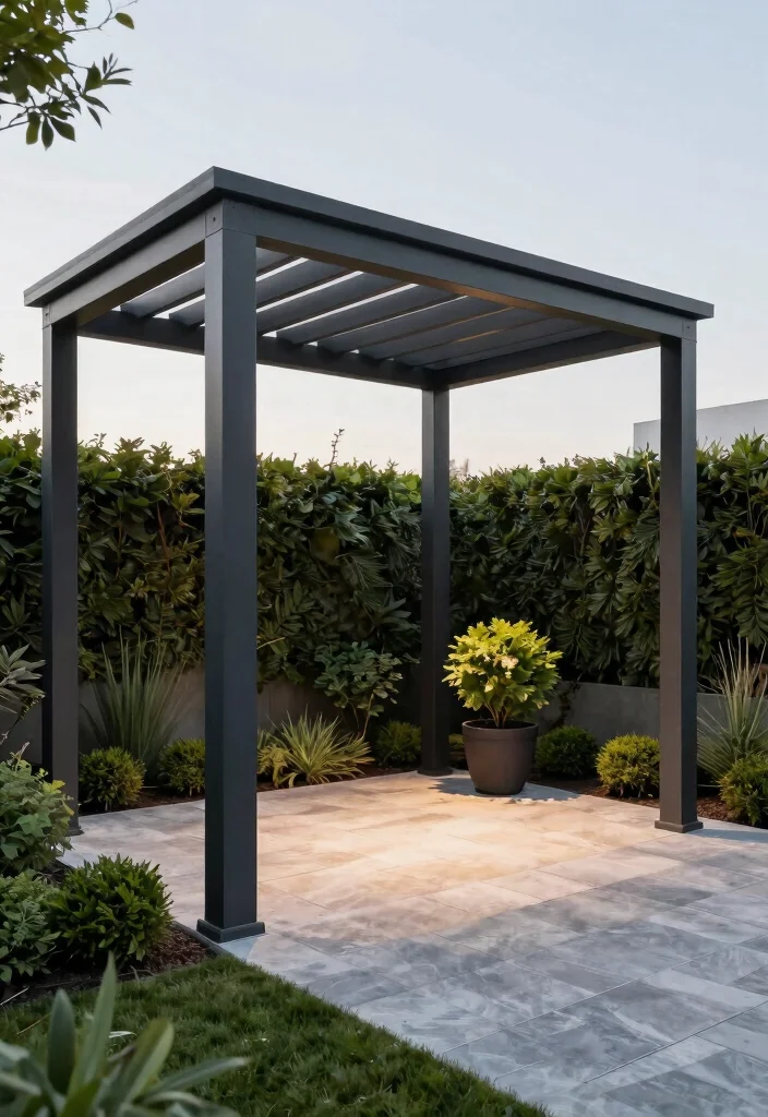 12 Garden Pergola Ideas for Relaxed Outdoor Design - 2. Modern Minimalist Pergola 1