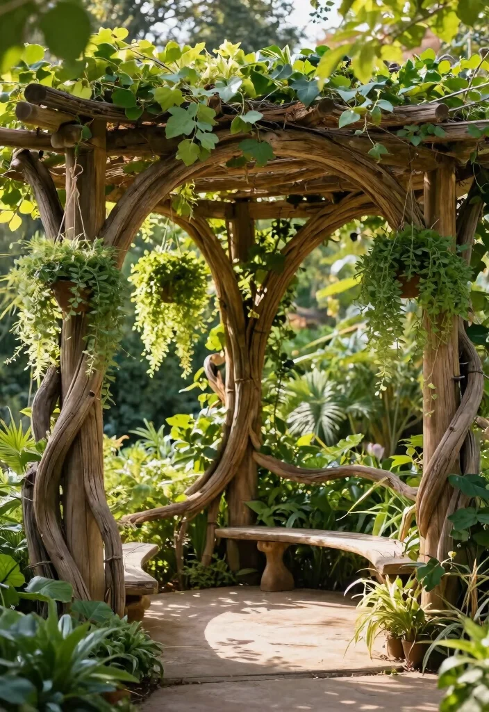 12 Garden Pergola Ideas for Relaxed Outdoor Design - 9. Biophilic Design Pergola 1