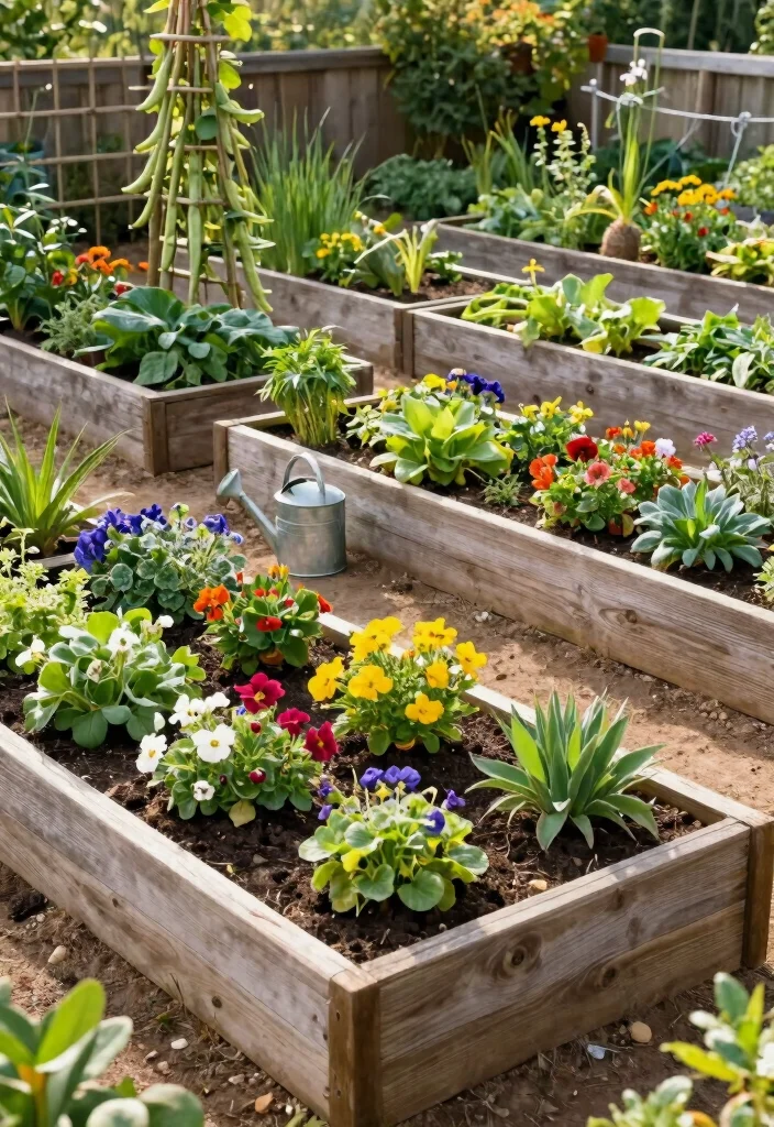12 Medium Backyard Ideas for Balanced and Functional Outdoor Design - 6. Raised Garden Beds for Easy Gardening 1