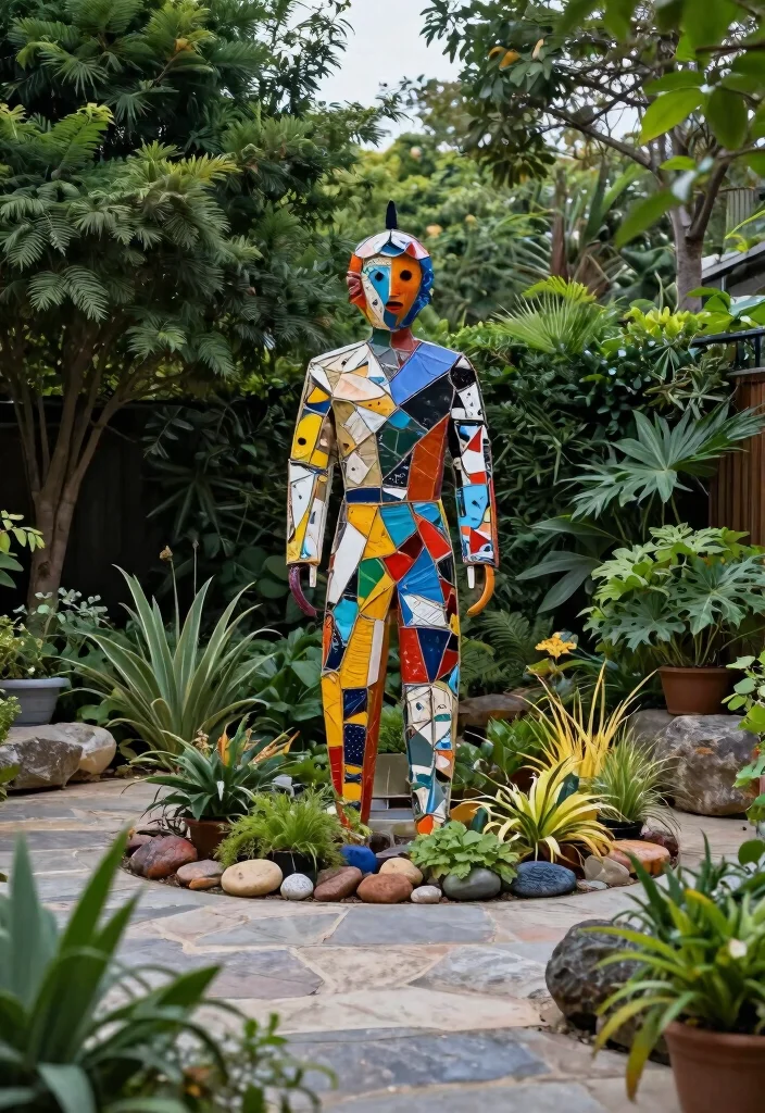 12 Modern Backyard Ideas for Clean and Stylish Outdoor Living - 9. Modern Art Installations 1