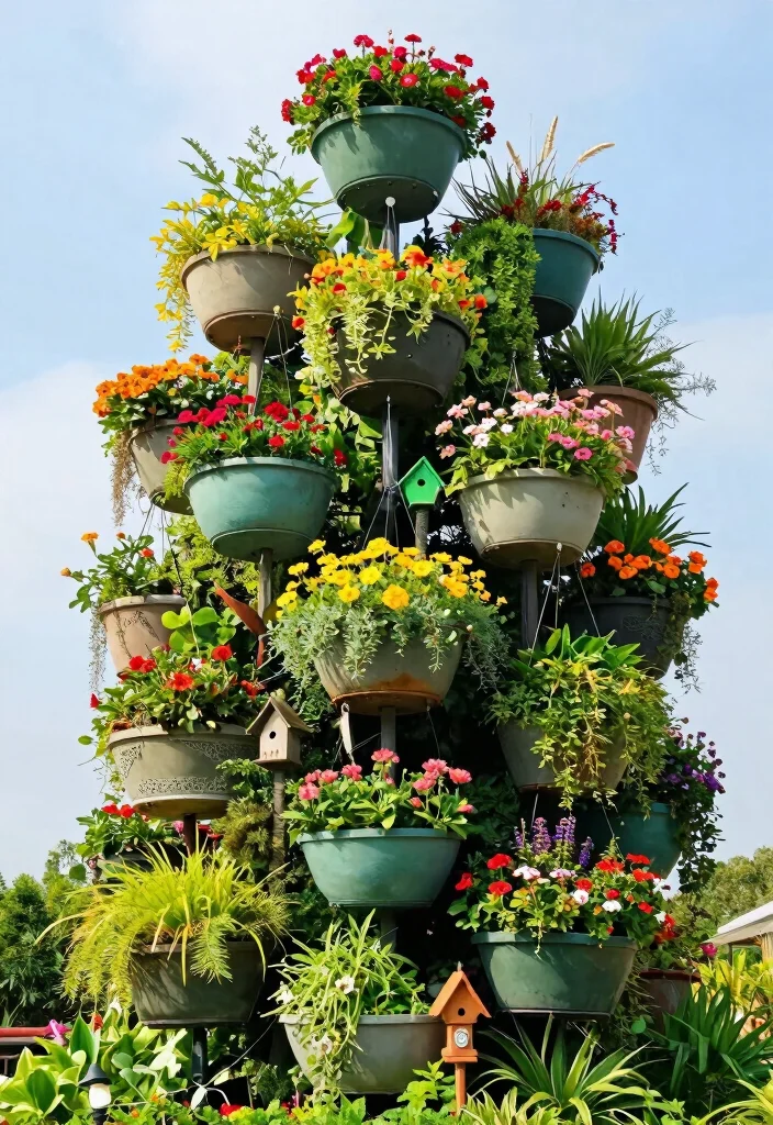12 Outdoor Trellis Ideas for Vertical Garden Style and Support - 10. Creative Vertical Garden Planters 1